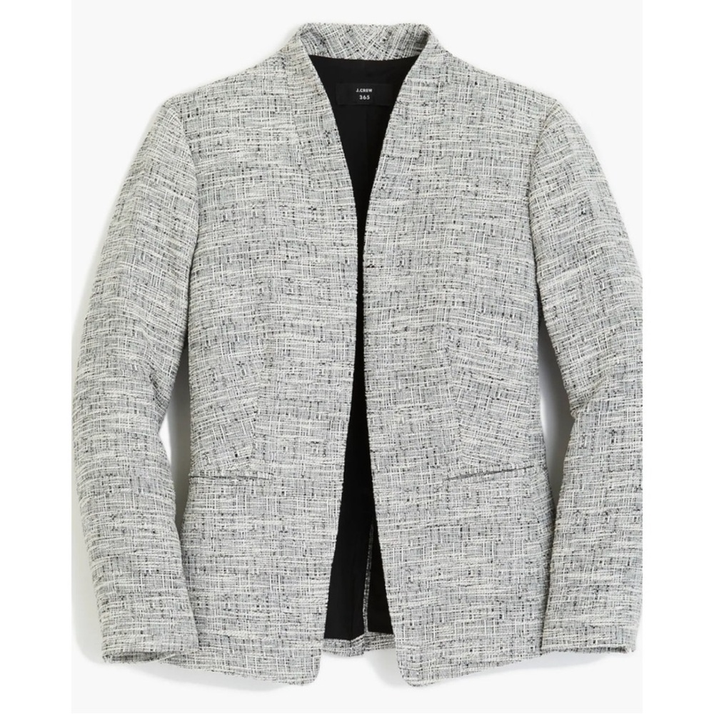 J Crew 365 Going Out Blazer Size 6 Tweed Open Front Career Office Minimalist NWT